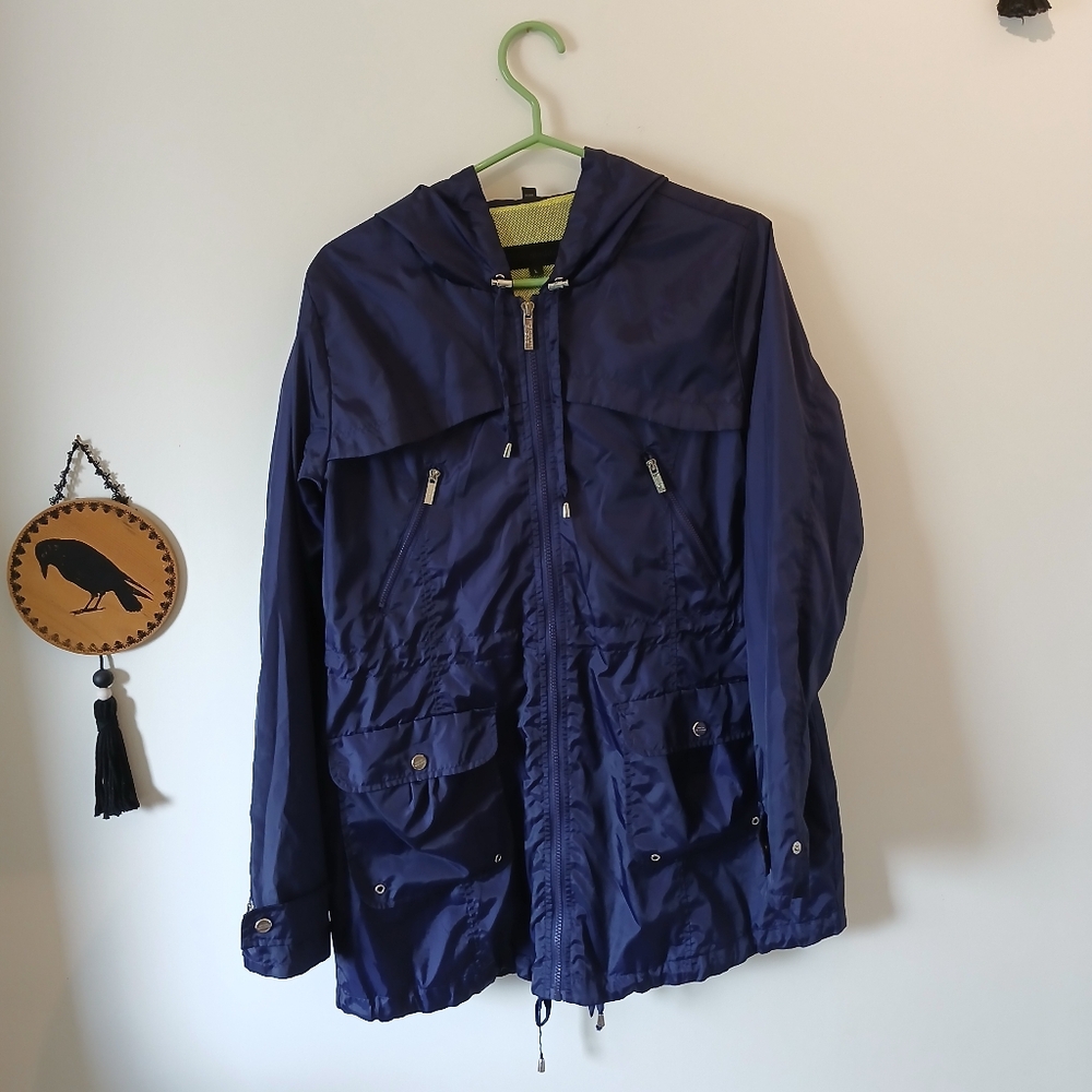 Steve Madden Purple & Green Spring Rain Coat